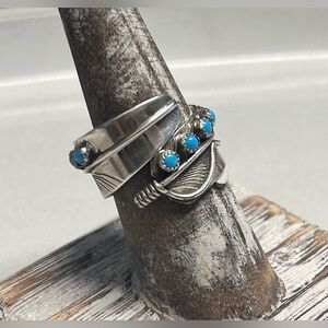 NWT Chester Charley Navajo Handmade Kingman Feather Bypass Ring